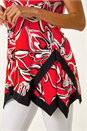 ORANGE Floral Contrast Stretch Hanky Hem Top, Image 5 of 5