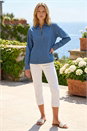 Indigo Collared Zip Front Denim Top, Image 2 of 4