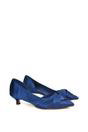 Navy XY LONDON Navy 'Freya' Pointed Toe Kitten Low Heel Classic Bridal Shoe Pumps, Image 3 of 6