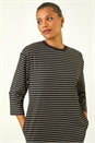Black Stripe Jersey Stretch T-Shirt Dress, Image 4 of 5
