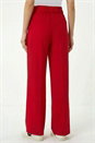 Red Deep Waistband Wide Leg Belted Trouser, Image 4 of 5