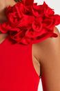 Red One Shoulder Applique Detail Asymmetric Swimsuit, Image 5 of 6