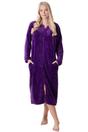 Purple Camille Lingerie Purple Supersoft Diamond Print Zip Up Housecoat, Image 1 of 6