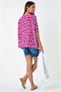 MAGENTA Leaf Print Oversized Top, Image 3 of 5
