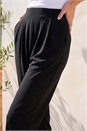 Black Jersey Stretch Elastic Waist Harem Trousers, Image 4 of 4