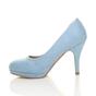 Light Blue Mid High Heel Court Shoes, Image 3 of 6