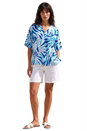 Blue Print Pleated Tunic Top, Image 1 of 5