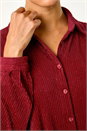 Red Glitter Button Up Stretch Blouse , Image 5 of 5