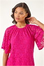 Magenta Lace Angel Sleeve Stretch Top, Image 1 of 5