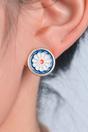 Blue Round Enamel Daisy Studs, Image 2 of 3