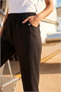 Black Contrast Detail Cropped Stretch Trousers, Image 4 of 4