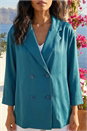 Teal Relaxed Textured Blazer , Image 4 of 5