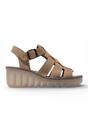 Grey Womens Leather Wedge Sandals BAIC621FLY, Image 1 of 5