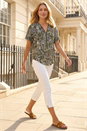 KHAKI Paisley Print Zip Front Top, Image 2 of 4