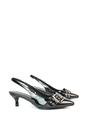 Black XY LONDON Black 'Lexi' Pointed Toe Kitten Heels With Buckle, Image 3 of 6