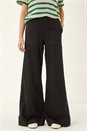 Black Cotton Stretch Wide Leg Jean, Image 4 of 5
