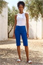 Midnight Blue Knee Length Stretch Shorts, Image 1 of 4