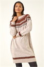Biscuit Soft Knit Fairisle Jumper Dress, Image 4 of 5