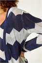 Navy  Chevron Stripe Longline Cardigan, Image 5 of 5