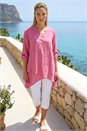 Pink V-Neck Wrap Hem Tunic Top, Image 1 of 4