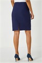 Navy  Pull On Stretch Elastic Waist Pencil Skirt, Image 3 of 5