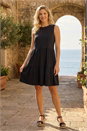 Black Cotton Tiered Stretch Dress, Image 1 of 4