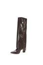Brown XY LONDON Brown 'Allie' Knee High Boots Fold Over Point Toe Deco Zip, Image 5 of 6