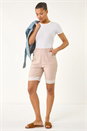 Stone Bengaline Turn Up Stripe Stretch Shorts, Image 2 of 5