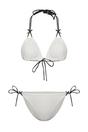 White Contrast Triangle Bikini Set with Tie Side Bottom and Halterneck, Image 2 of 4