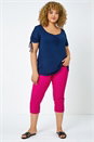 Navy Curve Plain Ruched Tie Top, Image 4 of 5