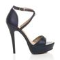 Navy Blue AJVANI Navy Blue High Heel Crossed Straps Platform Sandals, Image 2 of 6