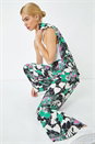 Black Floral Wide Leg Trousers, Image 1 of 5