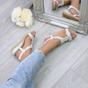 Silver AJVANI Silver Mid Wedge Diamante Slingback Sandals, Image 5 of 6