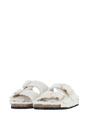 Beige Double Buckle Style Sheepskin Slippers, Image 1 of 4