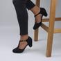 Black Mid Heel Comfort T-Bar Brogue 2 Part Heels, Image 5 of 6