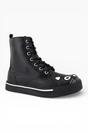 Black Kitty Faux Leather Combat Sneaker Boots, Image 4 of 8