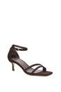 Brown XY LONDON Brown 'Lea' Open Toe Strappy Low Kitten Heel Sandal Shoes, Image 2 of 6