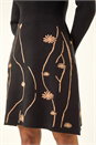 Black Ribbed Knit Floral Stretch Dress, Image 5 of 5