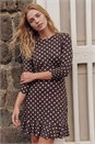 Chocolate Polka Dot Frill Dress, Image 1 of 4