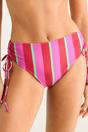 Pink Multi Color Stripe Tie Ruched Bikini Bottom, Image 3 of 4