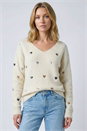 Ivory  Sequin Heart Fluffy Knit Jumper, Image 2 of 5