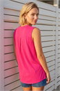 Cerise Pintuck Notch Neck Top, Image 3 of 4