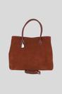 Tan Real Leather and Suede Large Handbag with Detachable Strap, Image 1 of 4