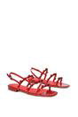 Red XY LONDON Red 'Pamela' Flat Strappy Sandals with Beaded Detail, Image 3 of 5