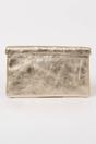 Gold Metallic Italian Leather Clutch Bag, Image 3 of 3