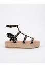 Black iKrush Black Wendy Studded Gladiator Flatform Espadrille Sandals, Image 1 of 6