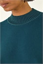 Teal Metallic Tie Front Knitted Jumper , Image 5 of 5
