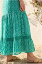 Turquoise Curve Floral Print Swing Midi Dress, Image 4 of 4