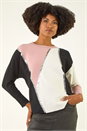 PINK Colour Block Sequin Knit Jumper, Image 4 of 5