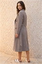 Taupe Petite Faux Suede Trench Coat, Image 3 of 4